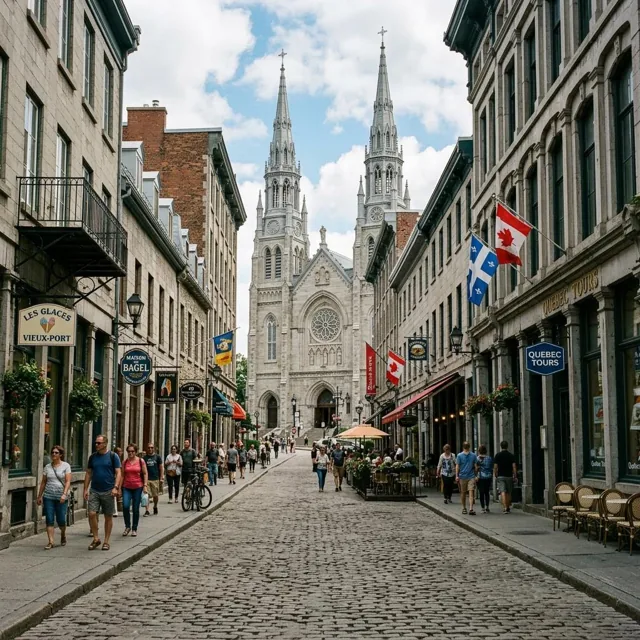 Illustration of Montreal old town streets